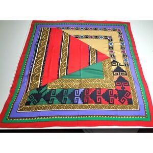 GOLDEN CAMEL 100% Silk Hand Printed Rolled Hems Scarf Colorful and Unique
